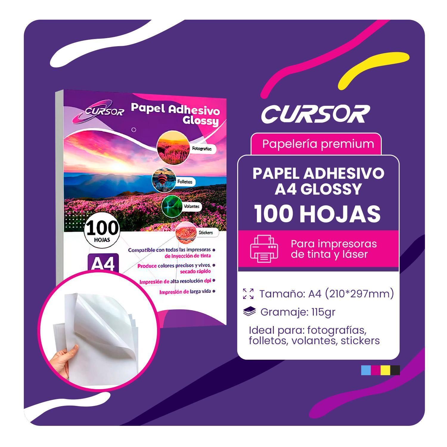 PAPEL FOTOGRÁFICO ADHESIVO 115 GR A4 CURSOR PACK DE 100 TAMAÑO A4 - 2