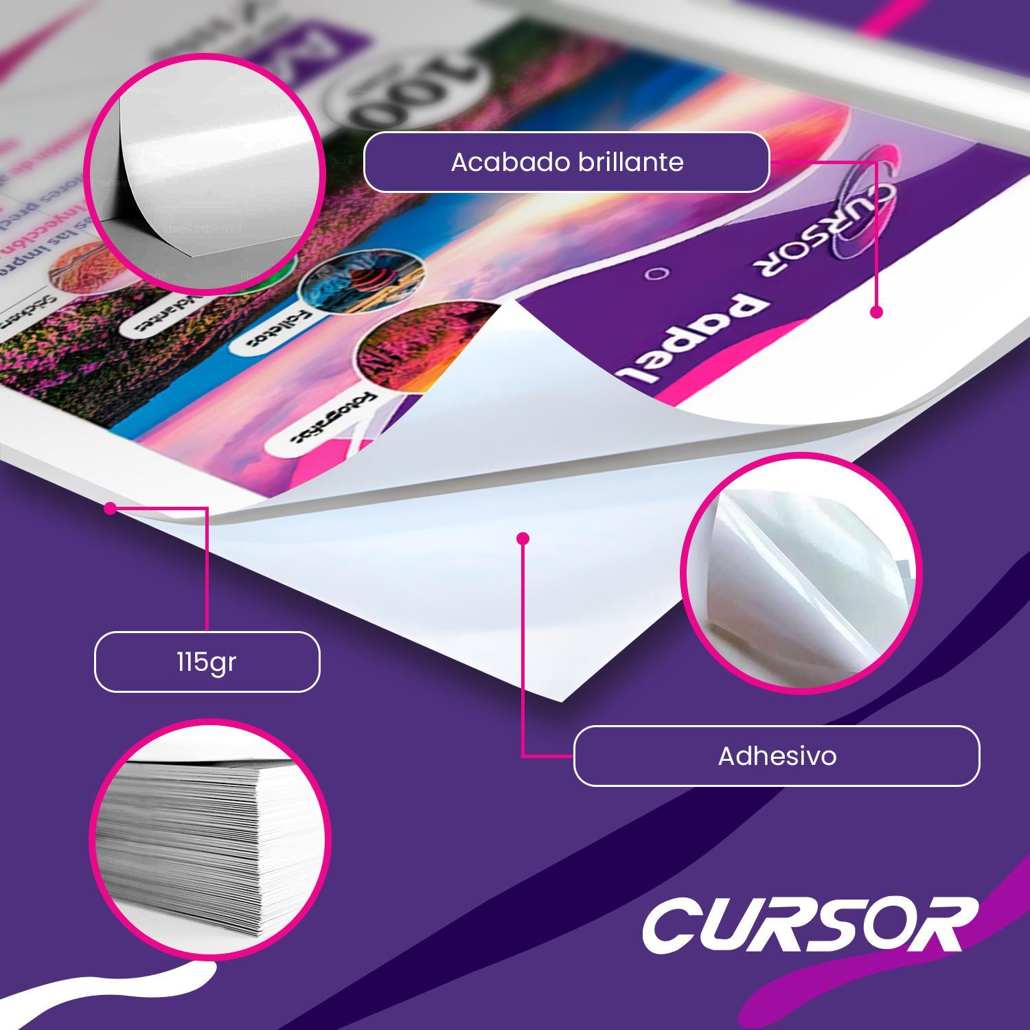 PAPEL FOTOGRÁFICO ADHESIVO 115 GR A4 CURSOR PACK DE 100 TAMAÑO A4 - 3