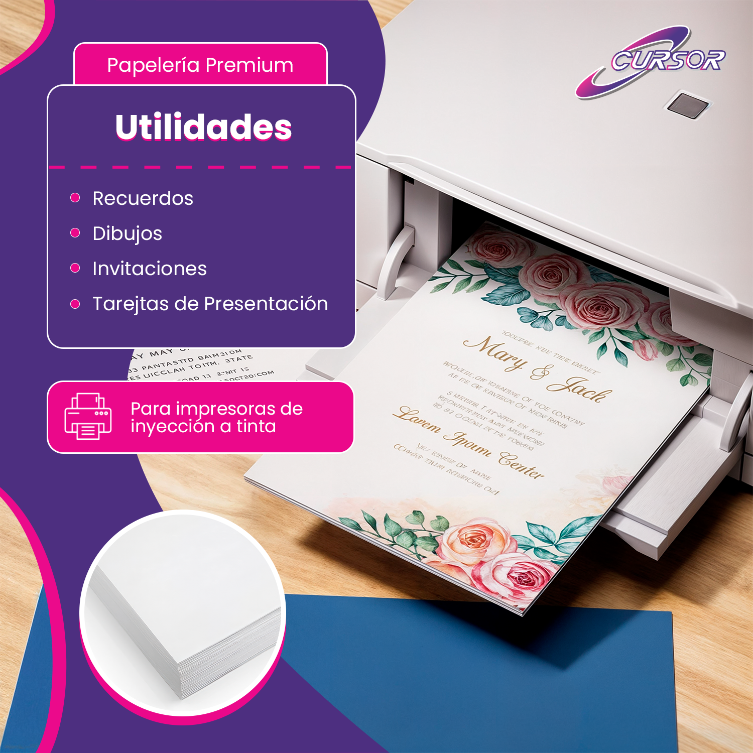 PAPEL OPALINA TEXTURADA GLOSSY 230G 50 HOJAS A4 CURSOR - 3