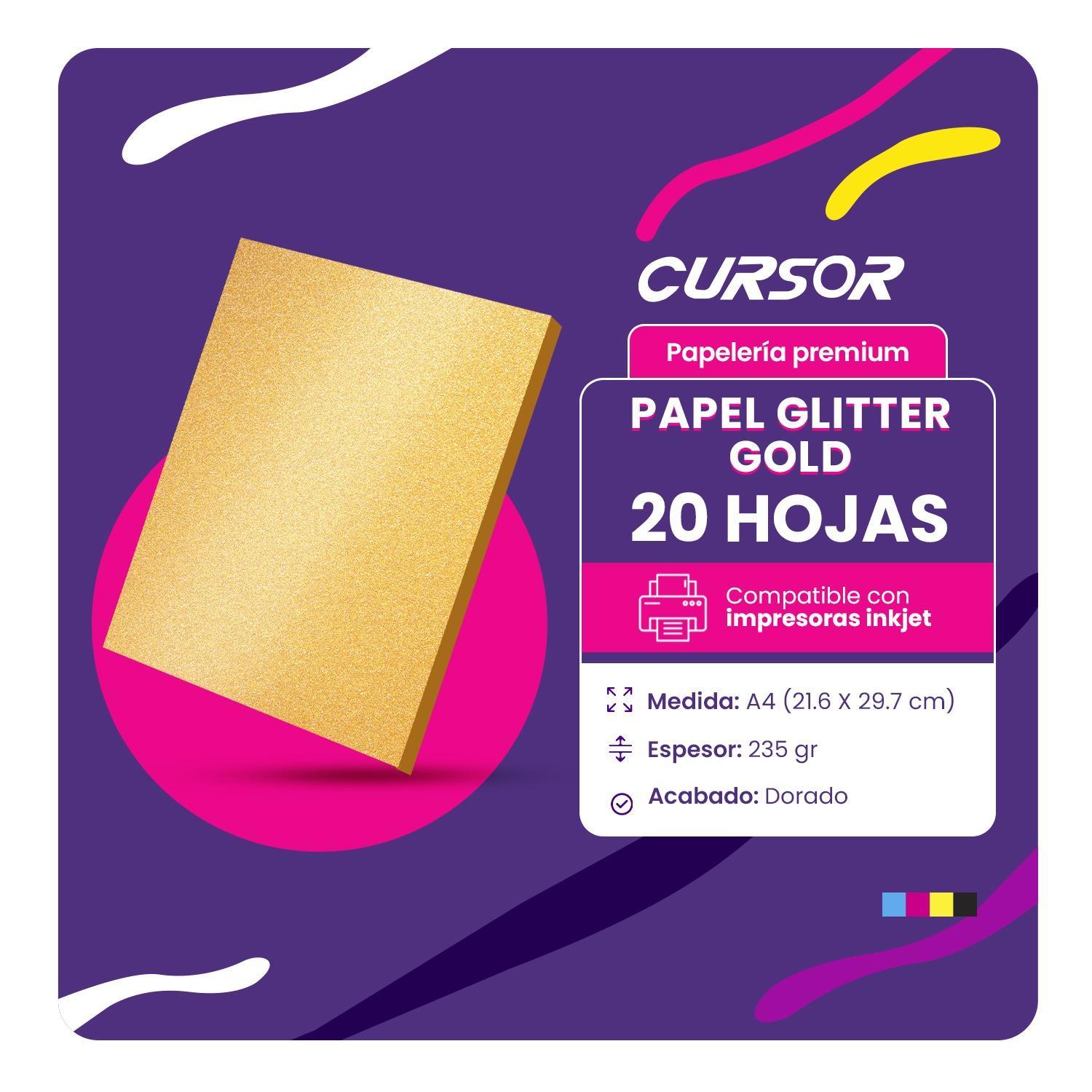 PAPEL FOTOGRÁFICO GLITTER GLOSSY DORADO 20 HOJAS A4 - 2
