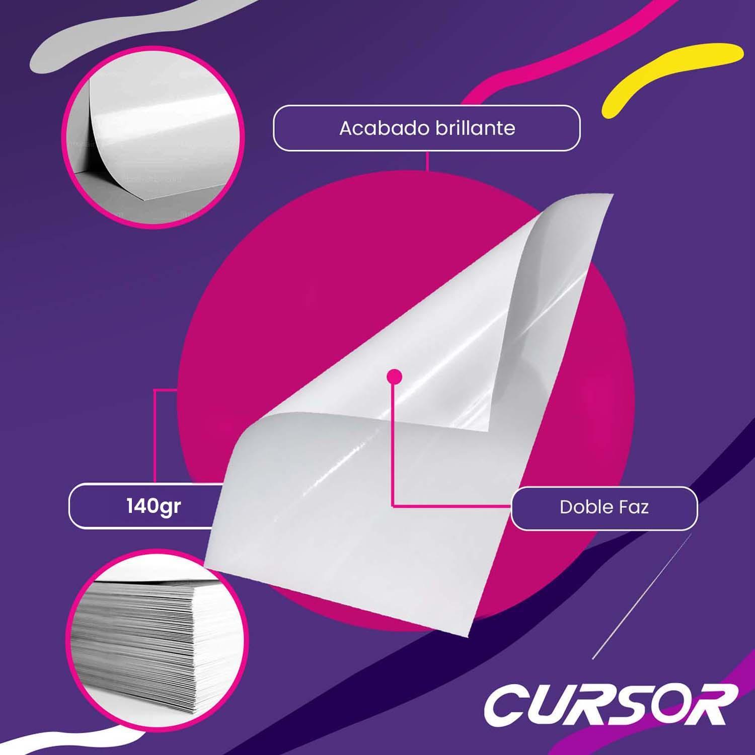 PAPEL FOTOGRÁFICO DOBLE FAZ GLOSSY CURSOR A4 140 GR 100 HJS - 8