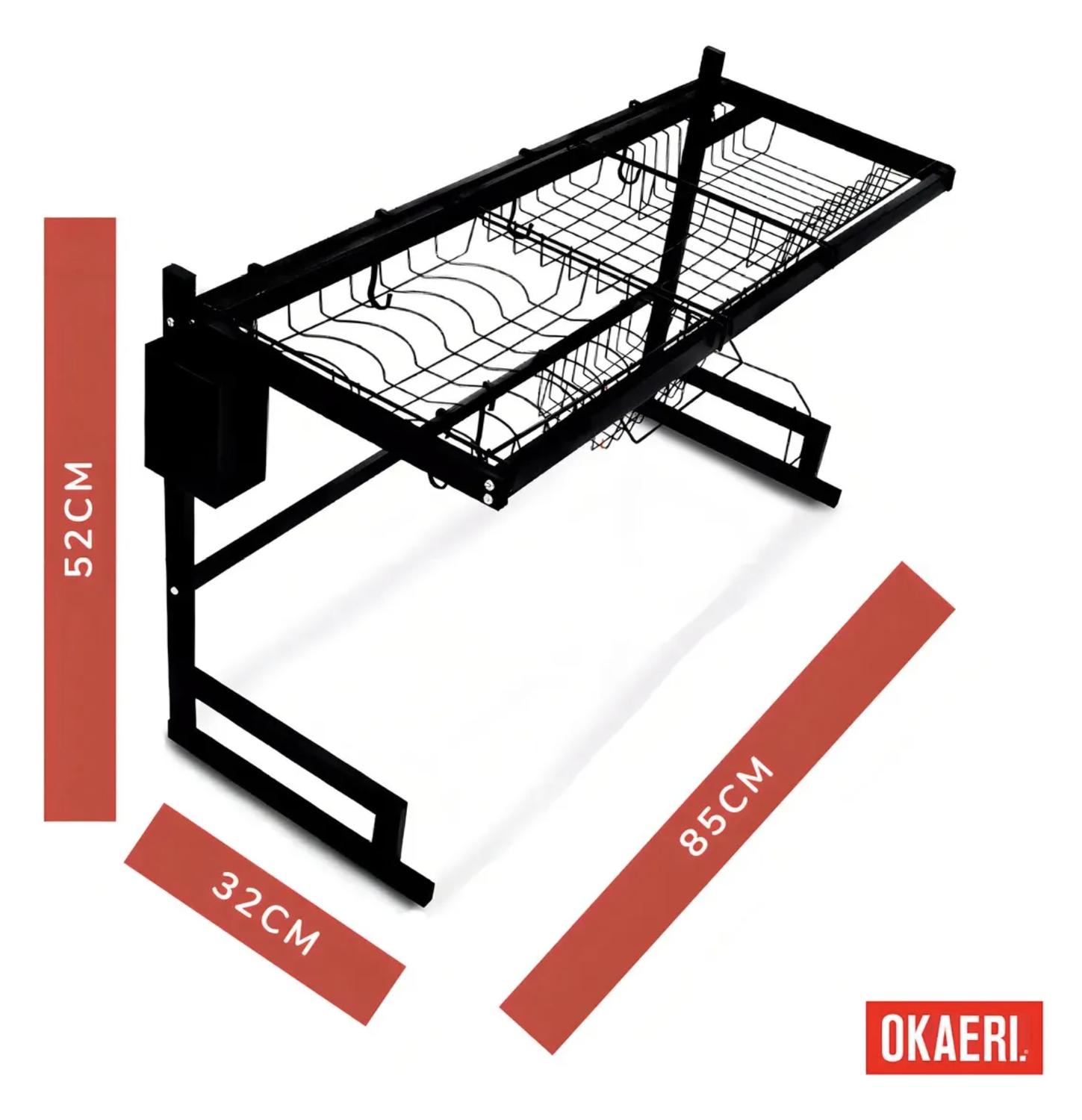ESCURRIDOR DE PLATOS XL 2 NIVELES OKAERI ANTIOXIDANTE NEGRO - 6