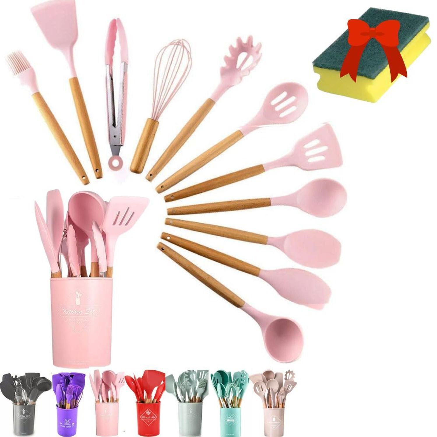 SET DE UTENSILIOS DE COCINA SILICONA DE COLORES 12 PCS TURQUESA - 1