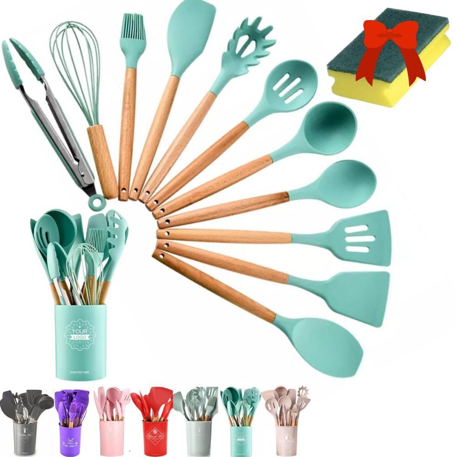 SET DE UTENSILIOS DE COCINA SILICONA DE COLORES 12 PCS - 1