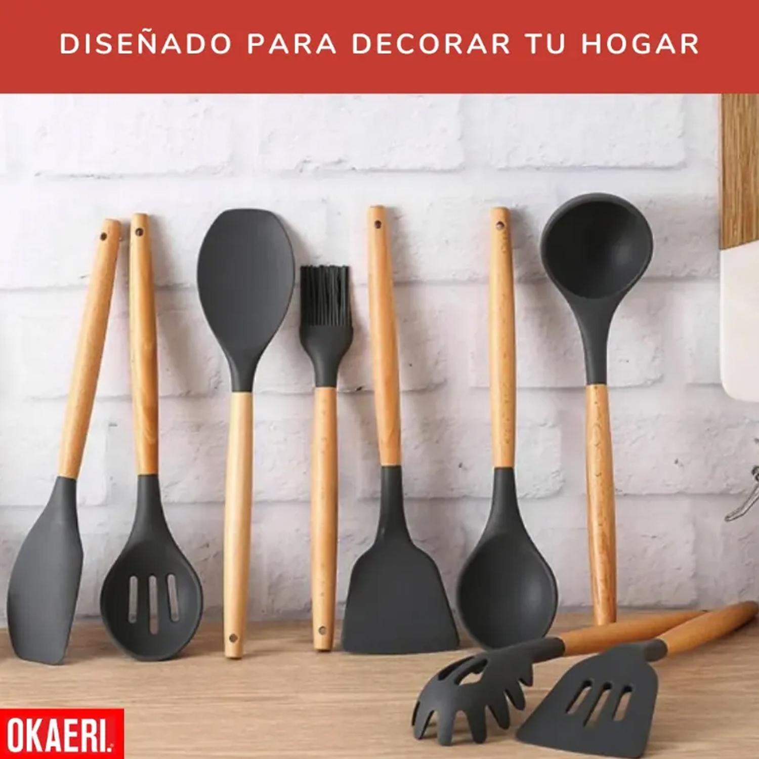 SET DE UTENSILIOS DE COCINA SILICONA DE COLORES 12 PCS - 3