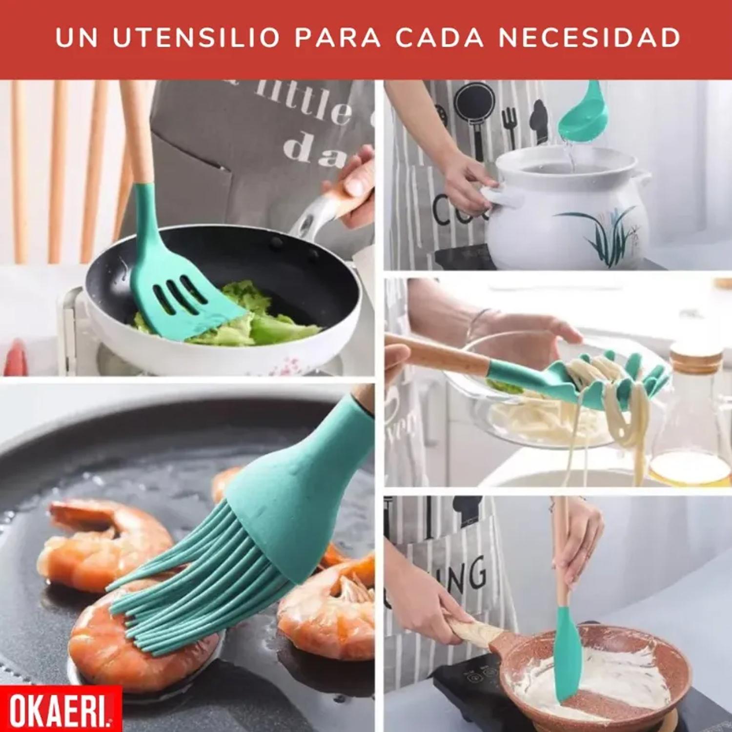 SET DE UTENSILIOS DE COCINA SILICONA DE COLORES 12 PCS - 5