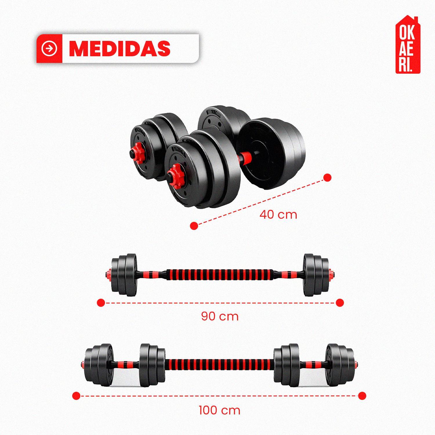 SET MANCUERNA AJUSTABLE 20KG PESA RUSA, BARRA EXTENSION MARCA OKAERI - 3
