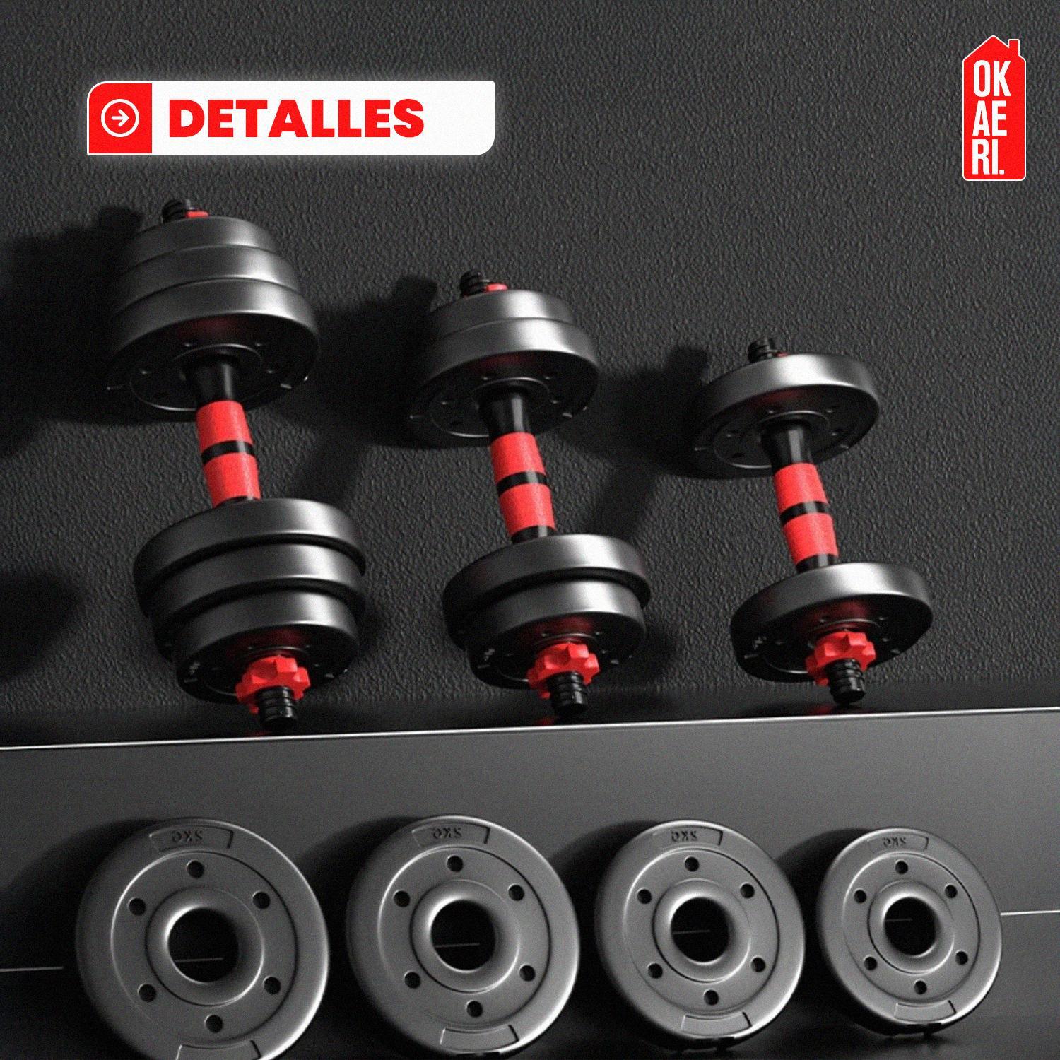 SET MANCUERNA AJUSTABLE 20KG PESA RUSA, BARRA EXTENSION MARCA OKAERI - 5