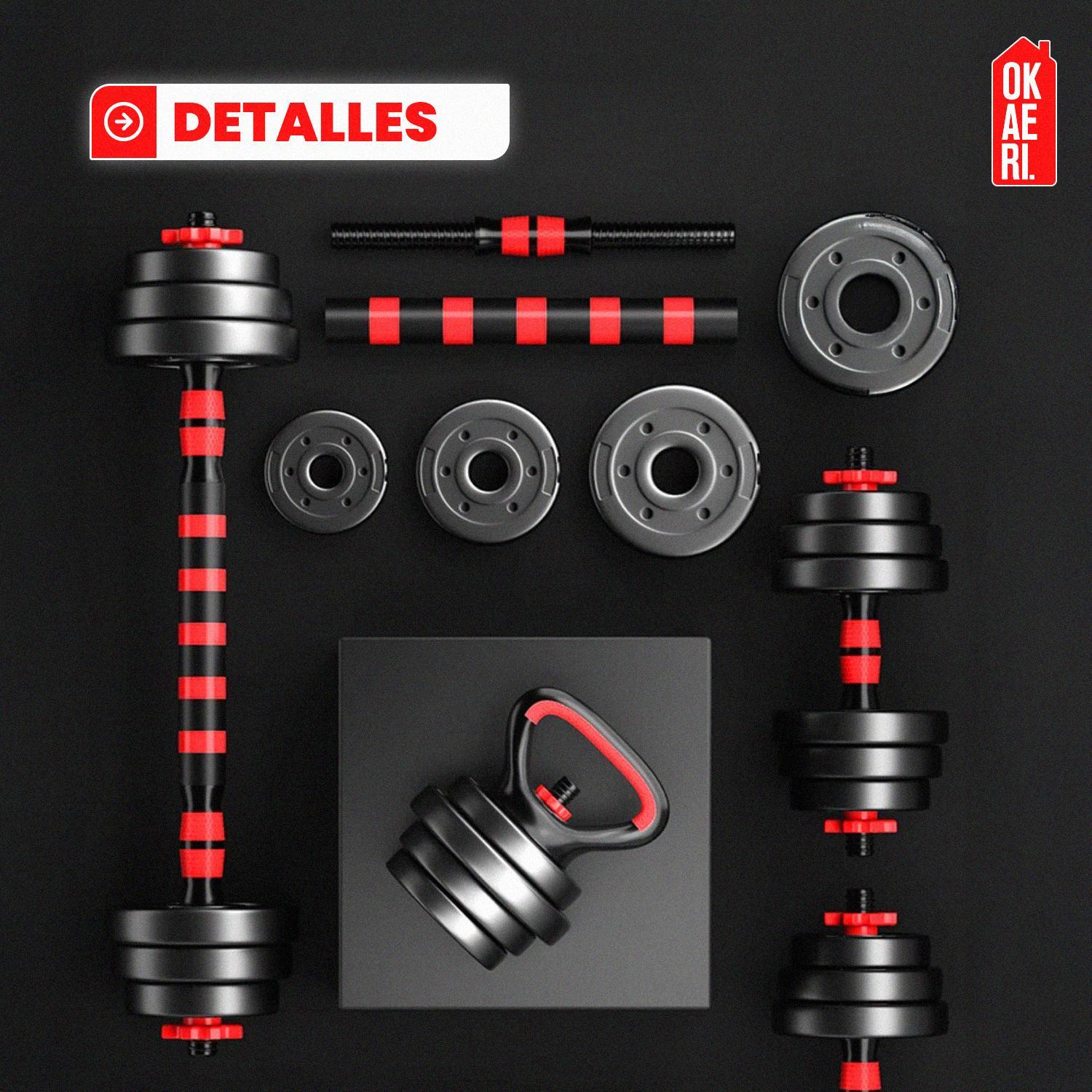 SET MANCUERNA AJUSTABLE 20KG PESA RUSA, BARRA EXTENSION MARCA OKAERI - 6