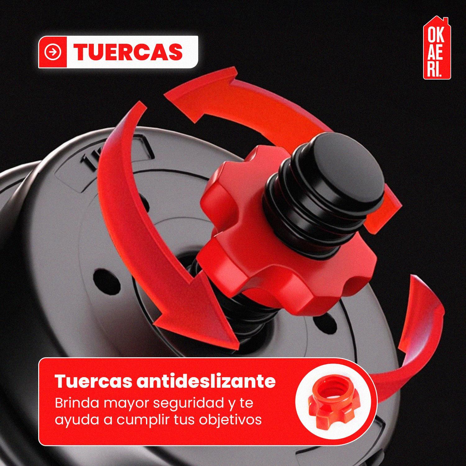 SET MANCUERNA AJUSTABLE 20KG PESA RUSA, BARRA EXTENSION MARCA OKAERI - 9