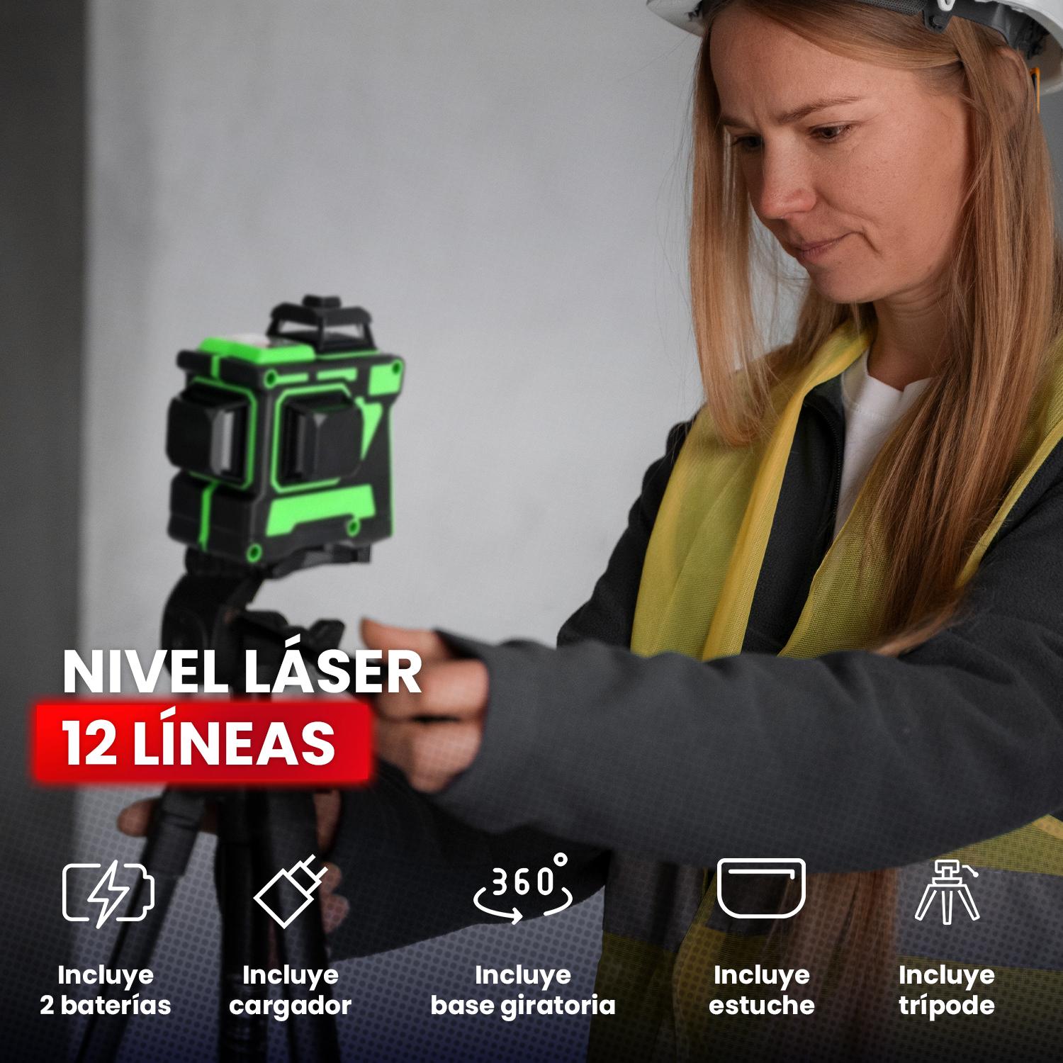 PACK LASER NIVELADOR 12 LINEAS 3D + TRIPODE - 2