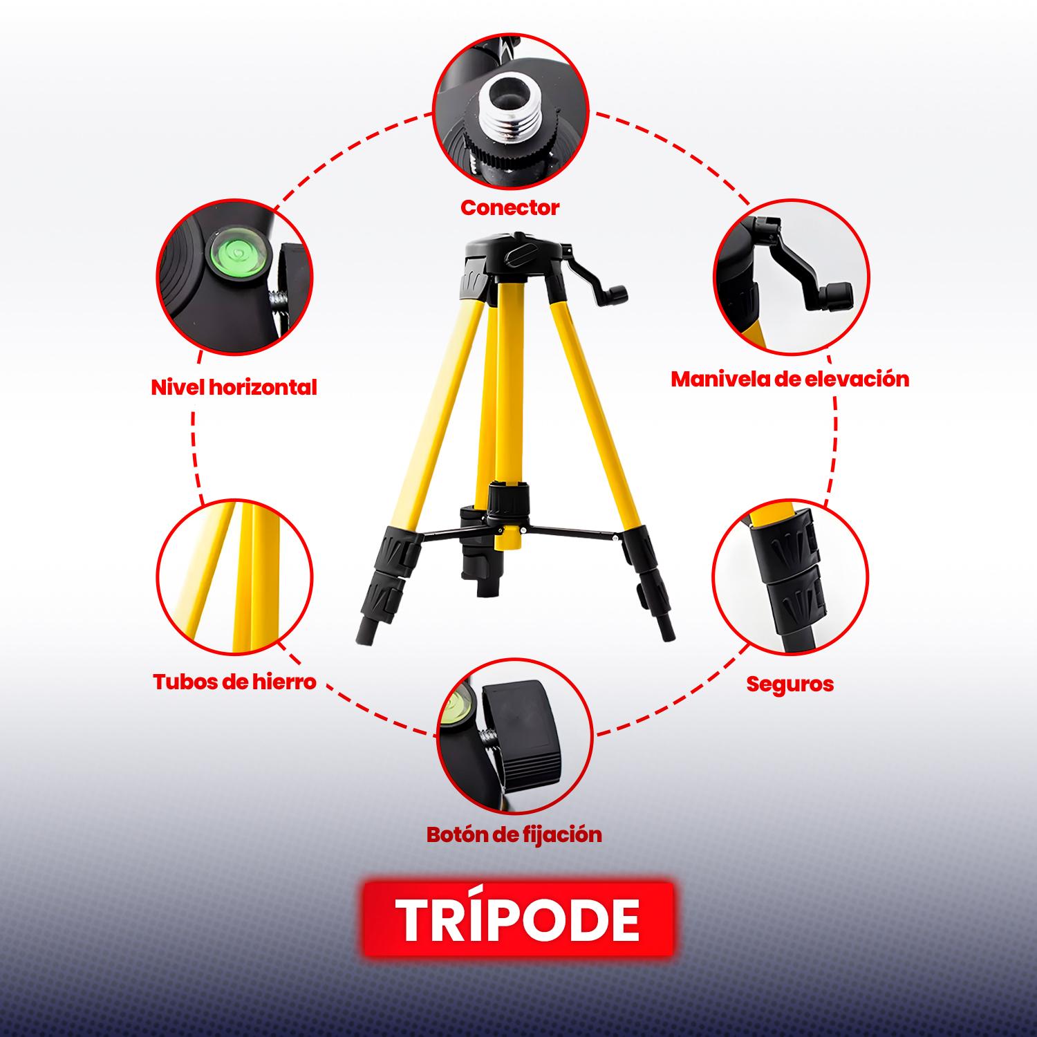 PACK LASER NIVELADOR 12 LINEAS 3D + TRIPODE - 7
