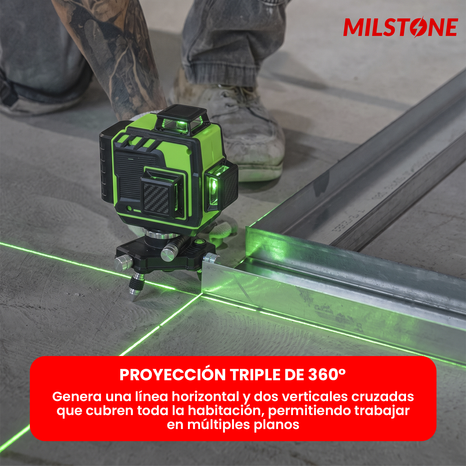 NIVELADOR LASER 12 LINEAS COLOR AZÚL BASE METÁLICA - 4