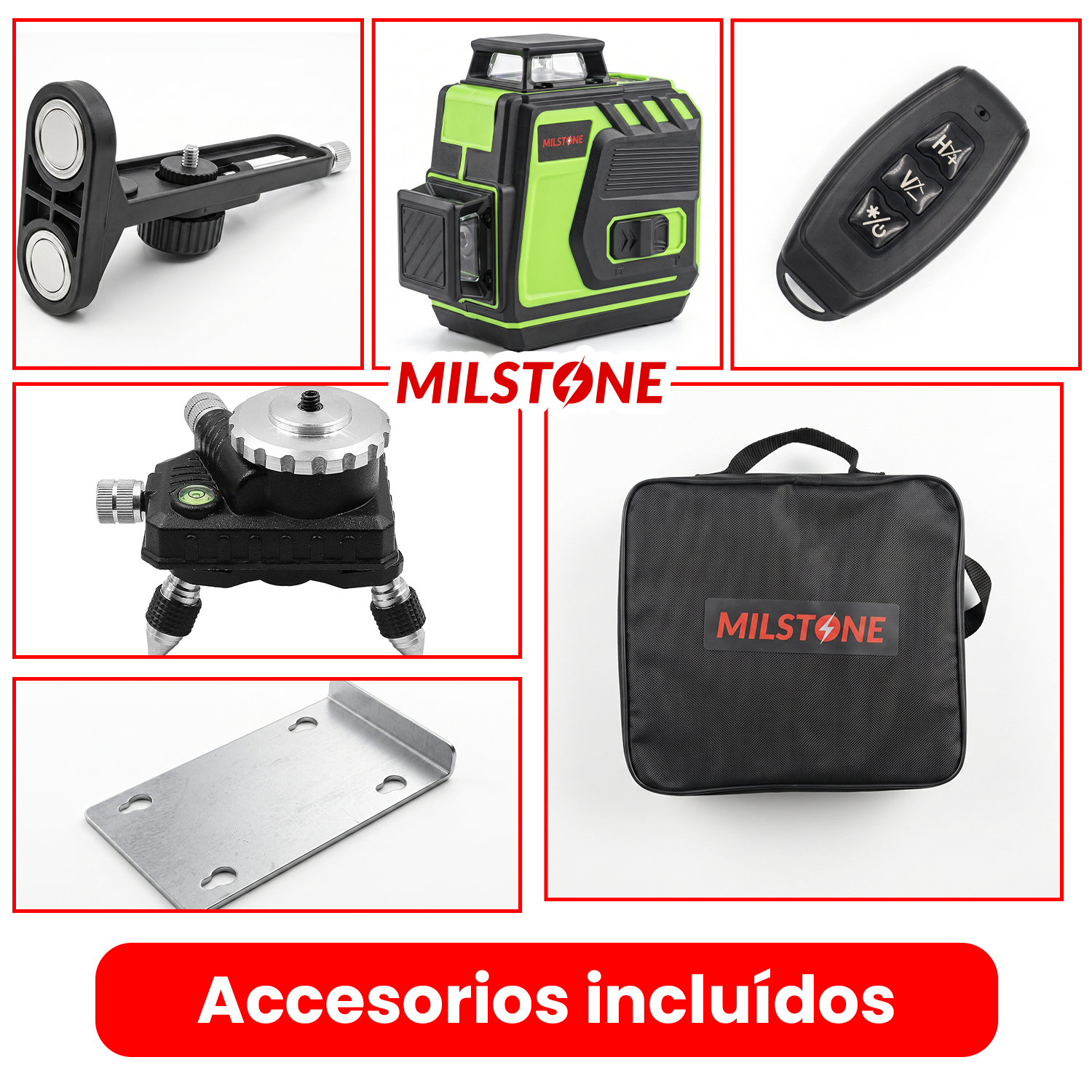 NIVELADOR LASER 12 LINEAS COLOR AZÚL BASE METÁLICA - 6
