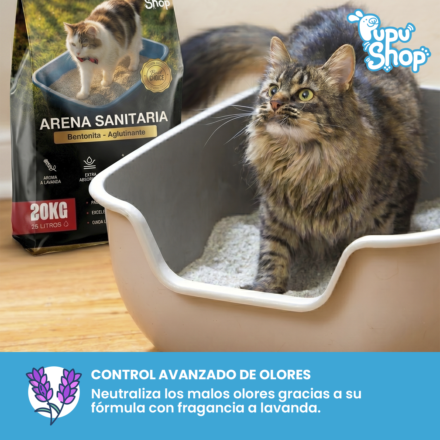 ARENA SANITARIA PARA GATOS 20KG / 25LTS BENTONITA - 3