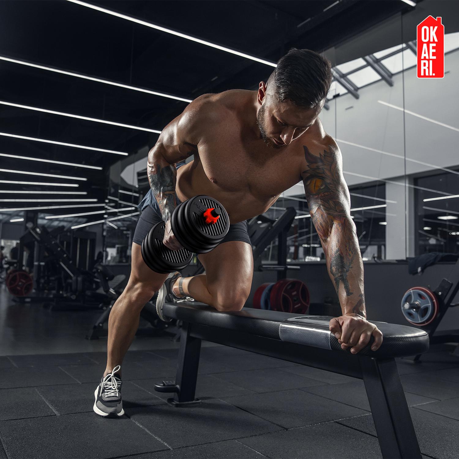 SET PESAS MANCUERNAS Y BARRAS UNIBLES AJUSTABLES GYM 20 KG - 8