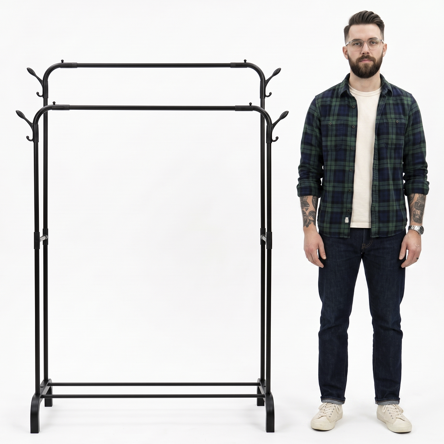 COLGADOR DOBLE METALICO ORGANIZADOR DE ROPA PERCHERO NEGRO ESTANTE - 3