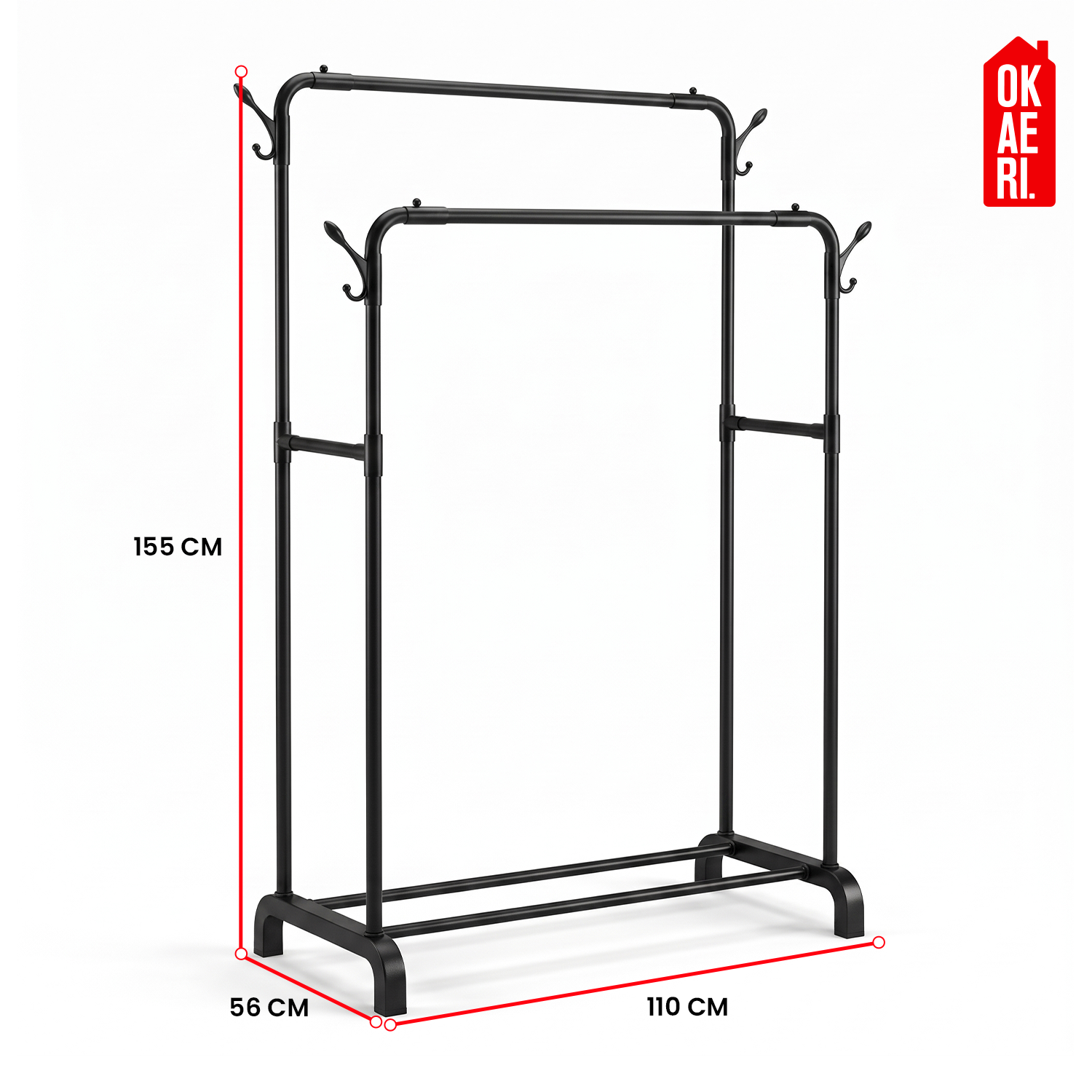 COLGADOR DOBLE METALICO ORGANIZADOR DE ROPA PERCHERO NEGRO ESTANTE - 8
