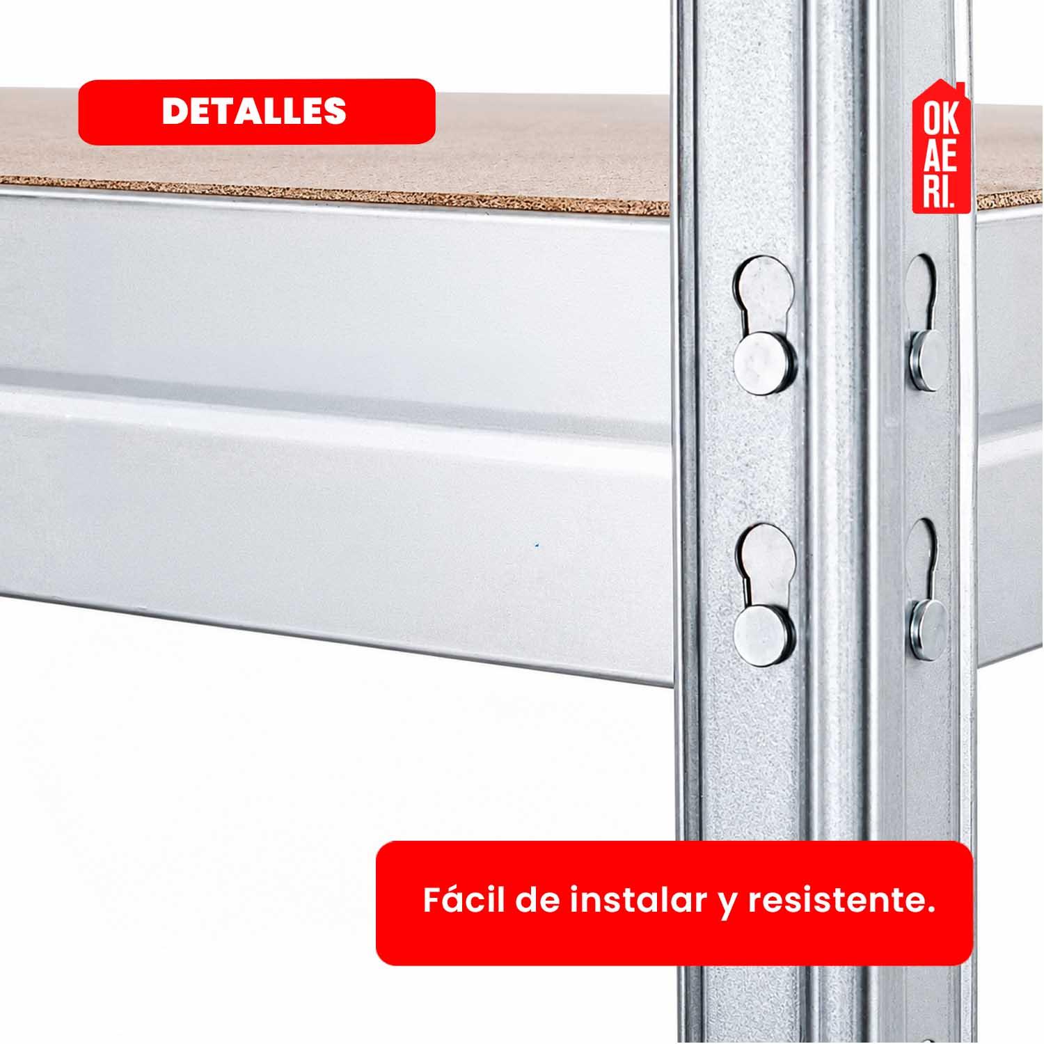 ESTANTE RACK METÁLICO 5 NIVELES 180X25X46CM 1500KG PLATEADO - 5