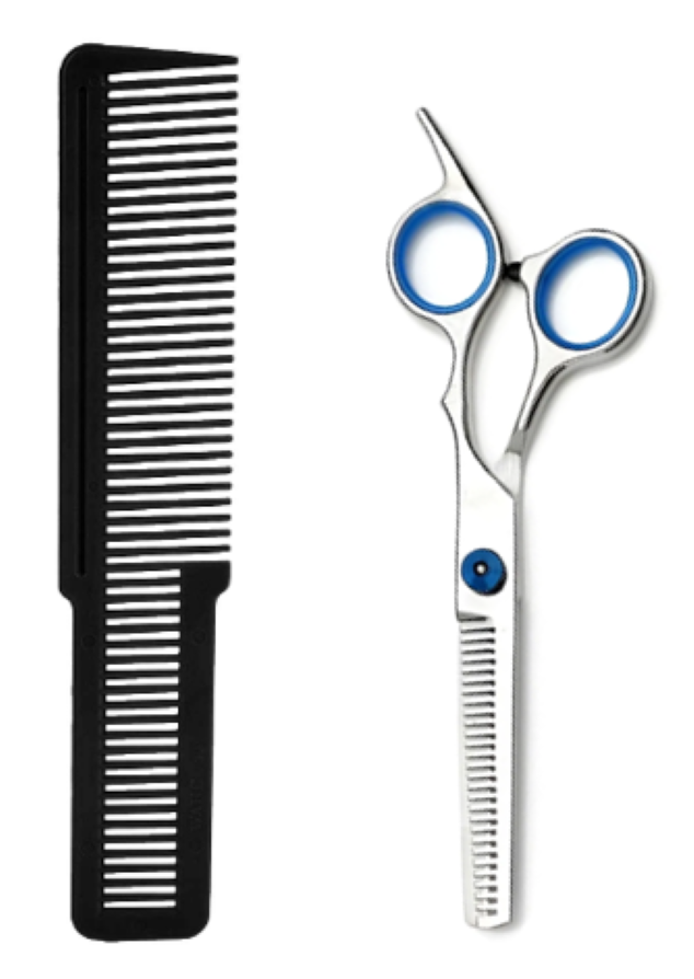 TIJERA PULIDORA 17 CM + PEINE PELUQUERIA USO DOMESTICO - 1