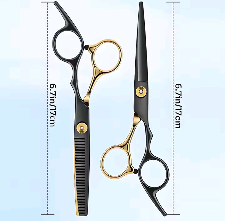COMBO TIJERAS BLACK-GOLD + BOTAPELO PELUQUERIA BARBERIA - 6