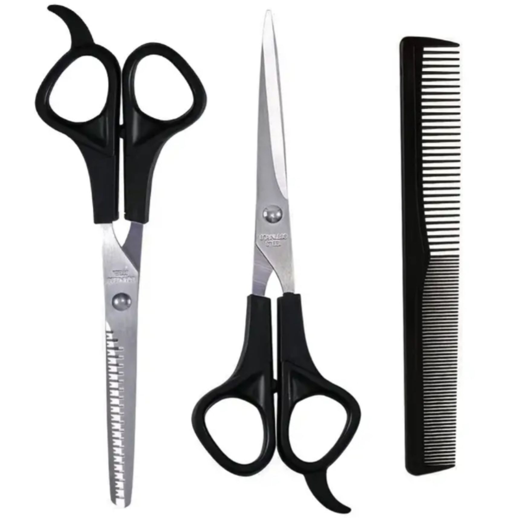 TIJERAS RECTAS CORTE Y PULIDORA CON PEINE PELUQUERIA USO DOMESTICO - 1