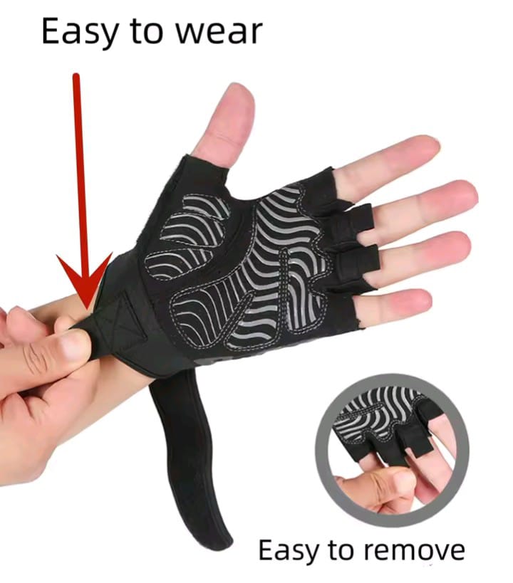 GUANTES DE GYM CROSSFIT CICLISMO CON CORREA VELCRO - 2