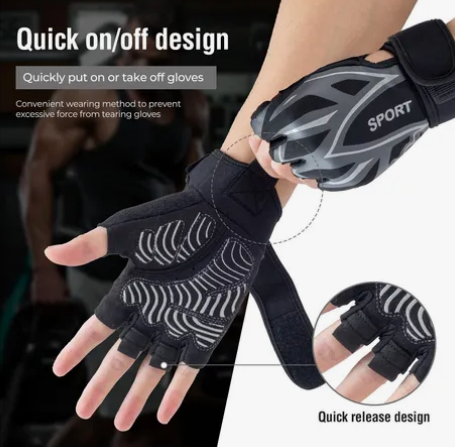 GUANTES DE GYM CROSSFIT CICLISMO CON CORREA VELCRO - 3