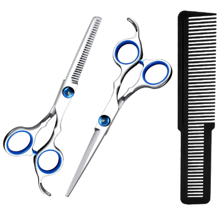 SET DE TIJERAS CORTE PULIDORA CON PEINE PELUQUERIA USO DOMESTICO - 1