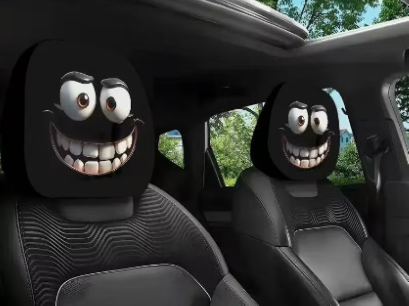 2 FUNDAS DE REPOSACABEZA ROSTRO PARA AUTO O CAMIONETA - 1
