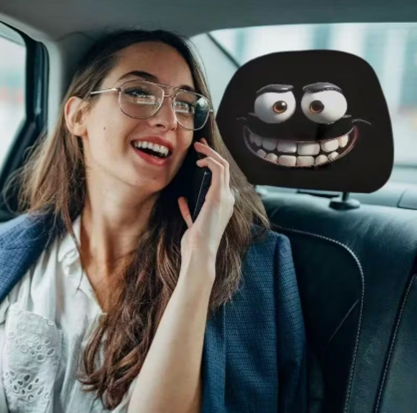 2 FUNDAS DE REPOSACABEZA ROSTRO PARA AUTO O CAMIONETA - 5
