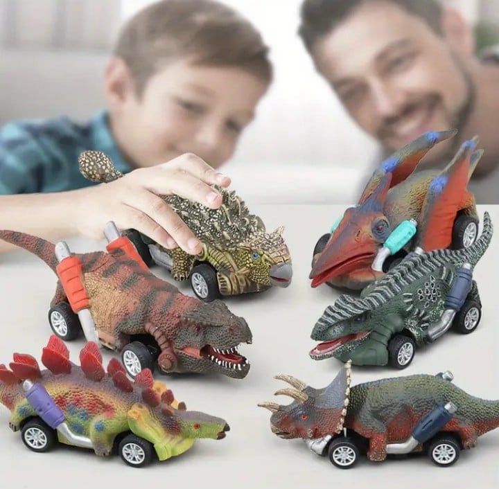SET DE 6 CARRITOS DINOSAURIO A FRICCION PARA NIÑOS - 3