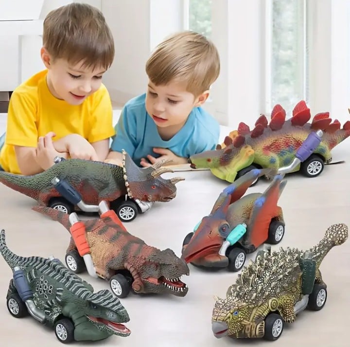 SET DE 6 CARRITOS DINOSAURIO A FRICCION PARA NIÑOS - 4