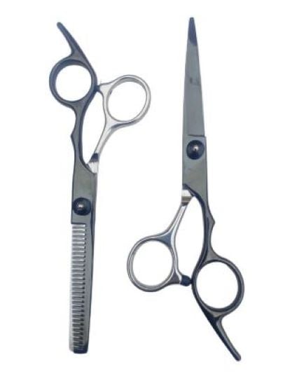 SET DE 3 TIJERAS PROFESIONALES CON ACCESORIOS PELUQUERIA BARBERIA - 2