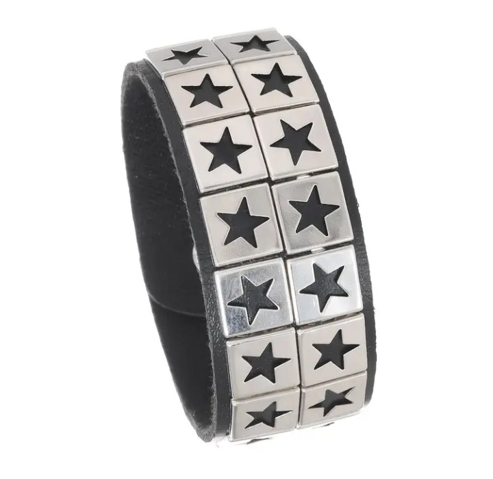 SET DE 4 PULSERAS DARK PUNK EN RELIEVE CON CADENA - 2