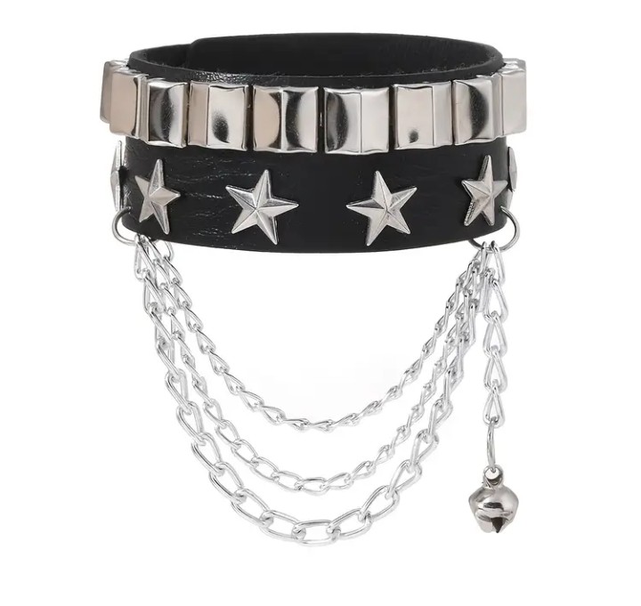 SET DE 4 PULSERAS DARK PUNK EN RELIEVE CON CADENA - 5