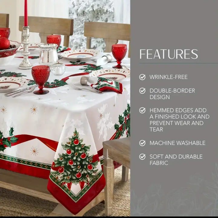 MANTEL DE MESA ELEGANTE ESTILO NAVIDEÑO 140X220 CM - 2