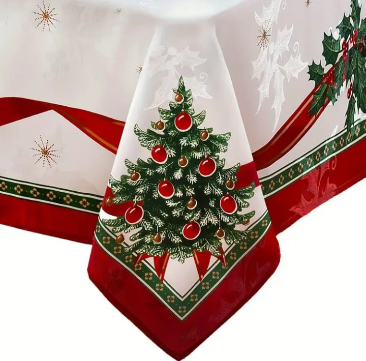 MANTEL DE MESA ELEGANTE ESTILO NAVIDEÑO 140X220 CM - 3