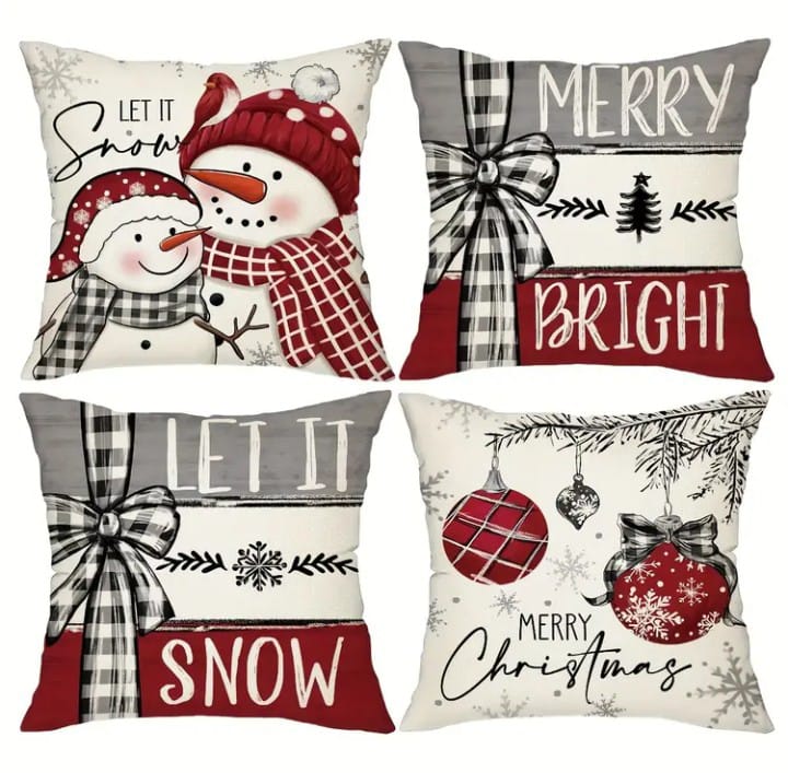 PACK DE 4 FUNDAS DE COJIN NAVIDEÑAS PARA DECORACION 45X45 CM - 1