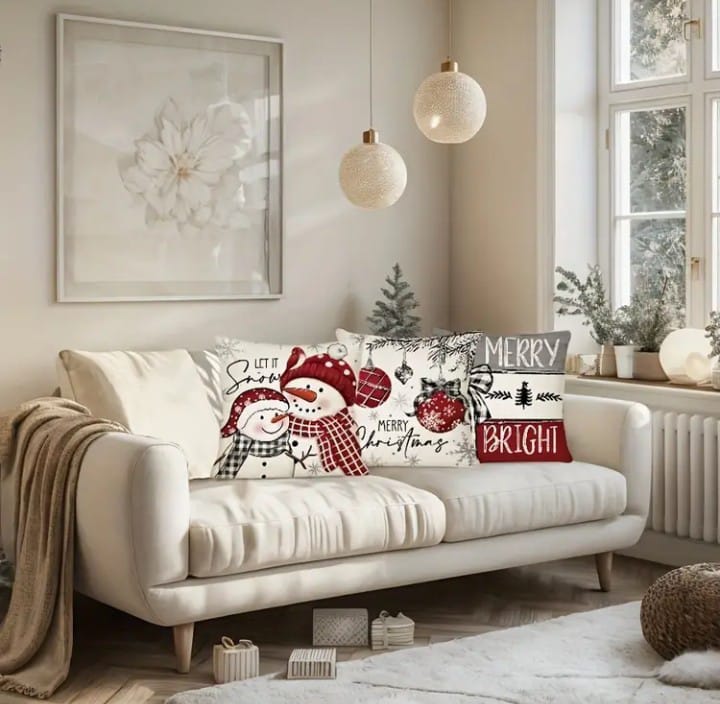 PACK DE 4 FUNDAS DE COJIN NAVIDEÑAS PARA DECORACION 45X45 CM - 4