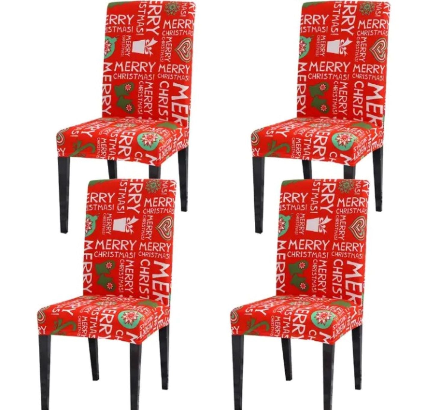 FUNDAS DE SILLA 4 PIEZAS - ROJO CHRISTMAS - 1