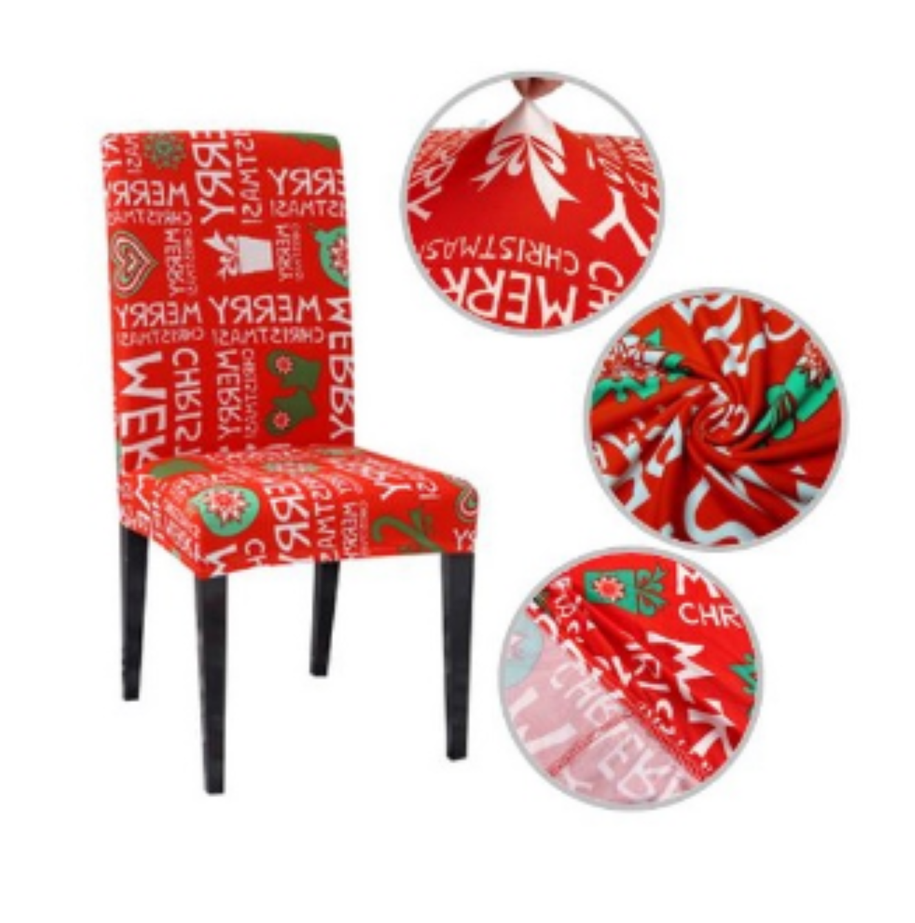 FUNDAS DE SILLA 4 PIEZAS - ROJO CHRISTMAS - 3