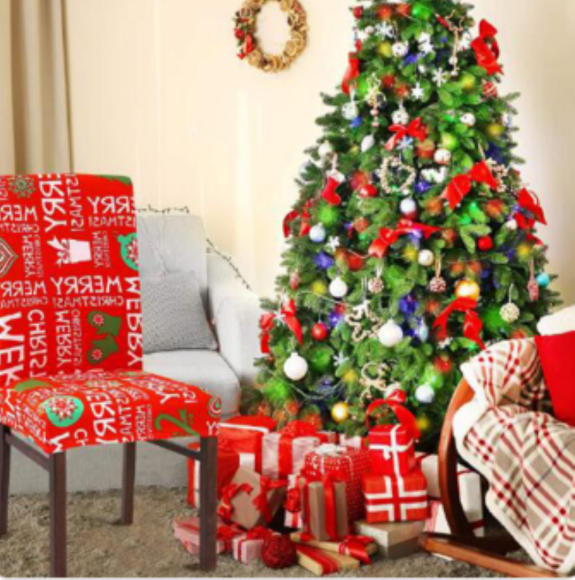 FUNDAS DE SILLA 4 PIEZAS - ROJO CHRISTMAS - 4