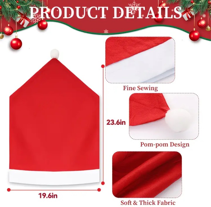 PACK 6 FUNDAS DE SOMBRERO NAVIDEÑAS PARA SILLAS - 3