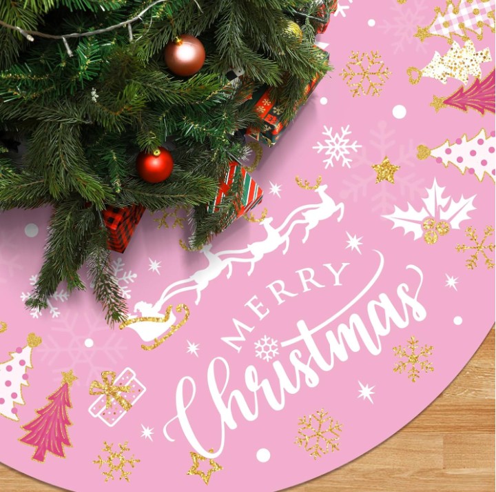 FALDA DE ARBOL MERRY CHRISTMAS ROSADO 122 CM - 1