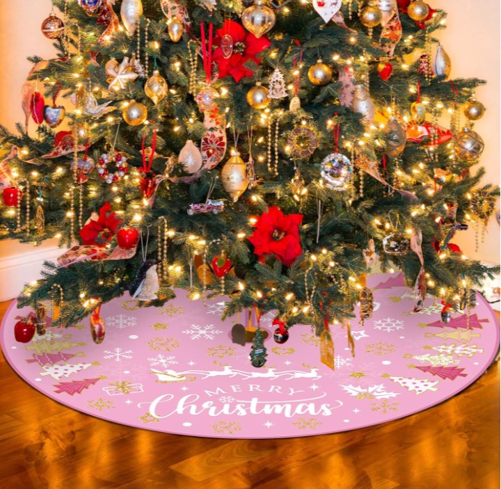 FALDA DE ARBOL MERRY CHRISTMAS ROSADO 122 CM - 2