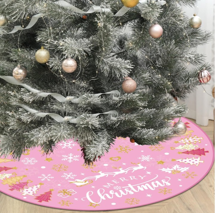 FALDA DE ARBOL MERRY CHRISTMAS ROSADO 122 CM - 3