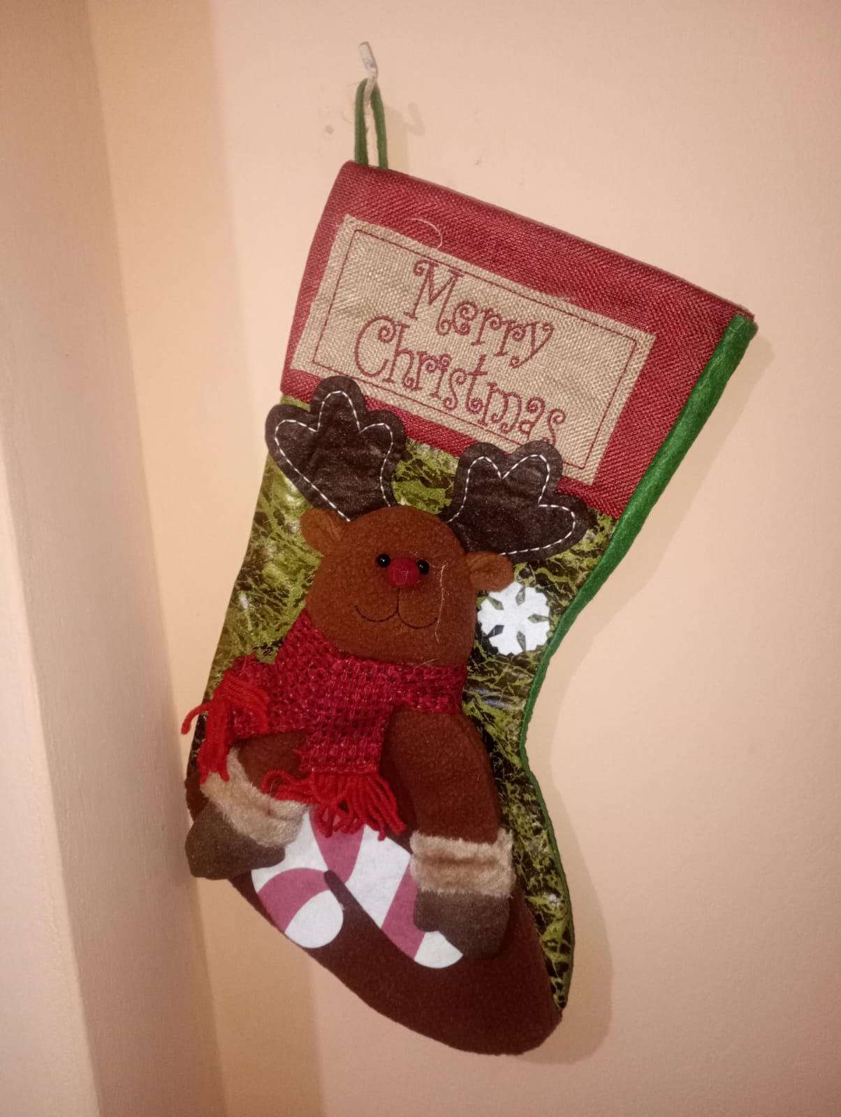 CALCETIN NAVIDEÑO DE ALCE 41X21 CM - 1