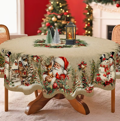 MANTEL NAVIDEÑO DE MESA REDONDA 150X150 CM - 2