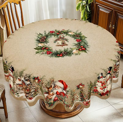 MANTEL NAVIDEÑO DE MESA REDONDA 150X150 CM - 3